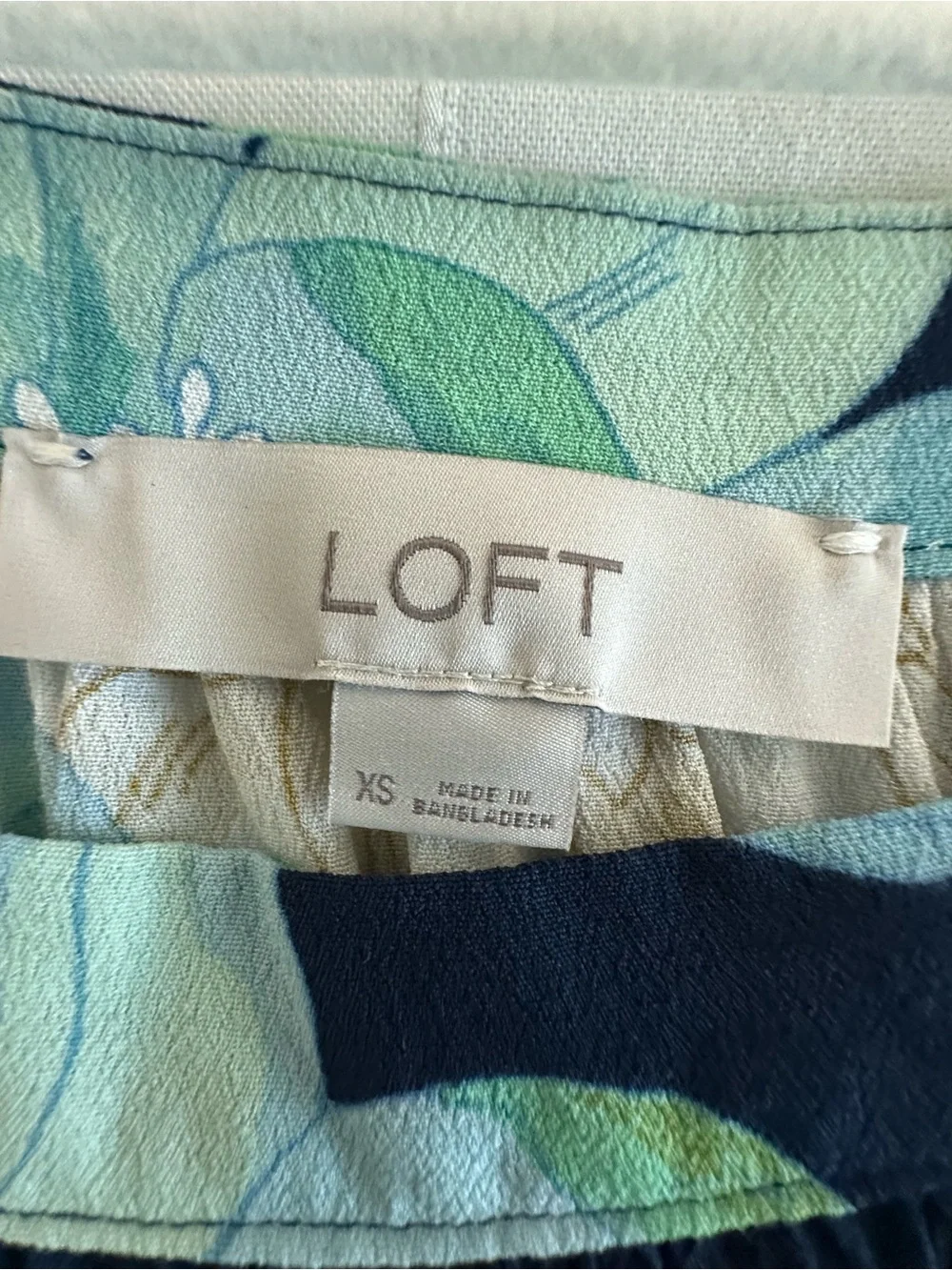 LOFT NWOT Navy Floral Square-Neck Blouse with Blue & White Flowers Never Worn!